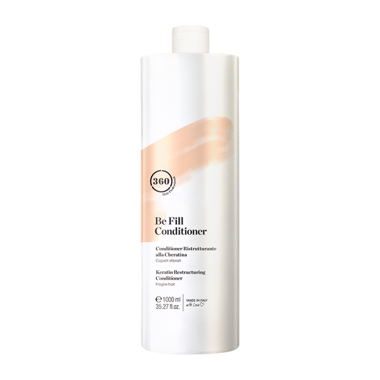 Large white 360 Be Fill Conditioner bottle with a peach label