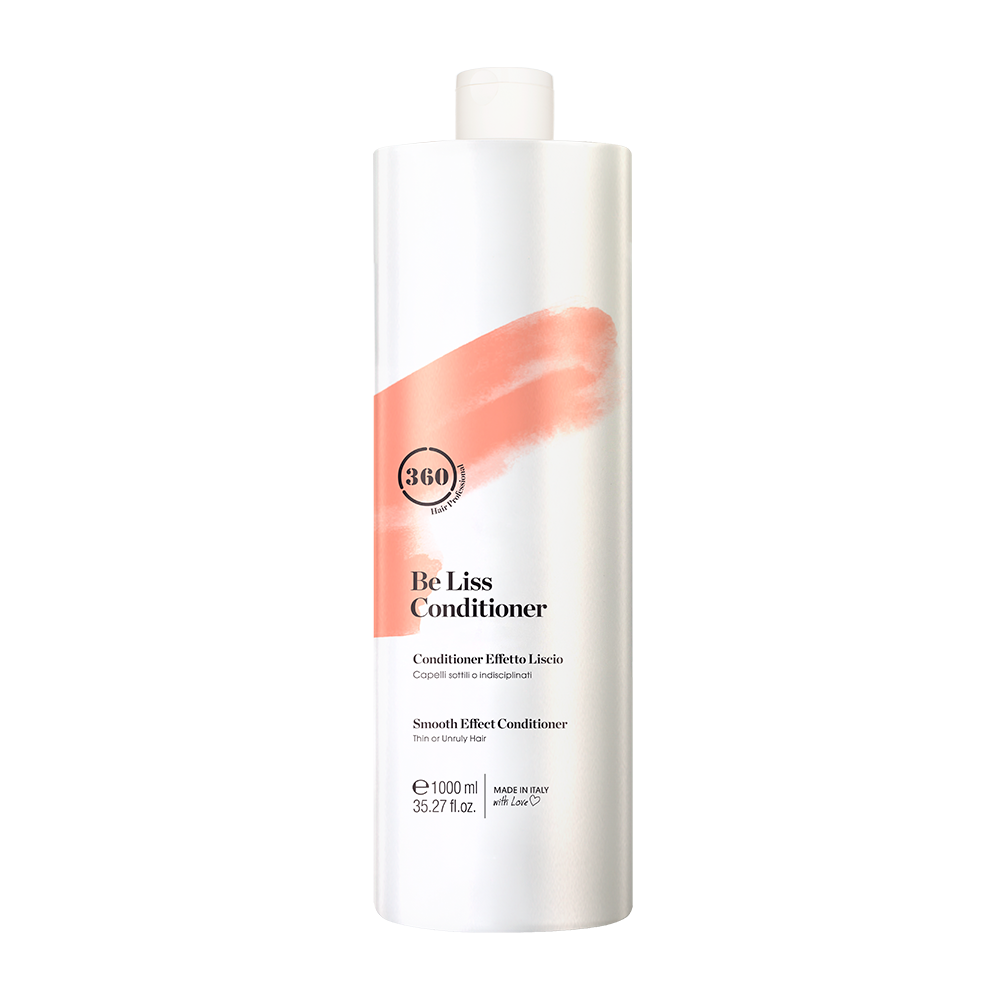 Large white 360 Be Liss Conditioner bottle with a coral label