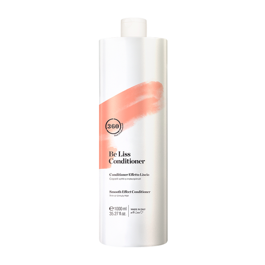 Large white 360 Be Liss Conditioner bottle with a coral label
