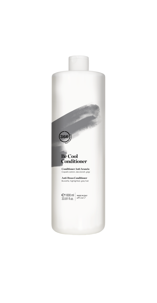Large white 360 Be Cool Conditioner bottle with a gray label